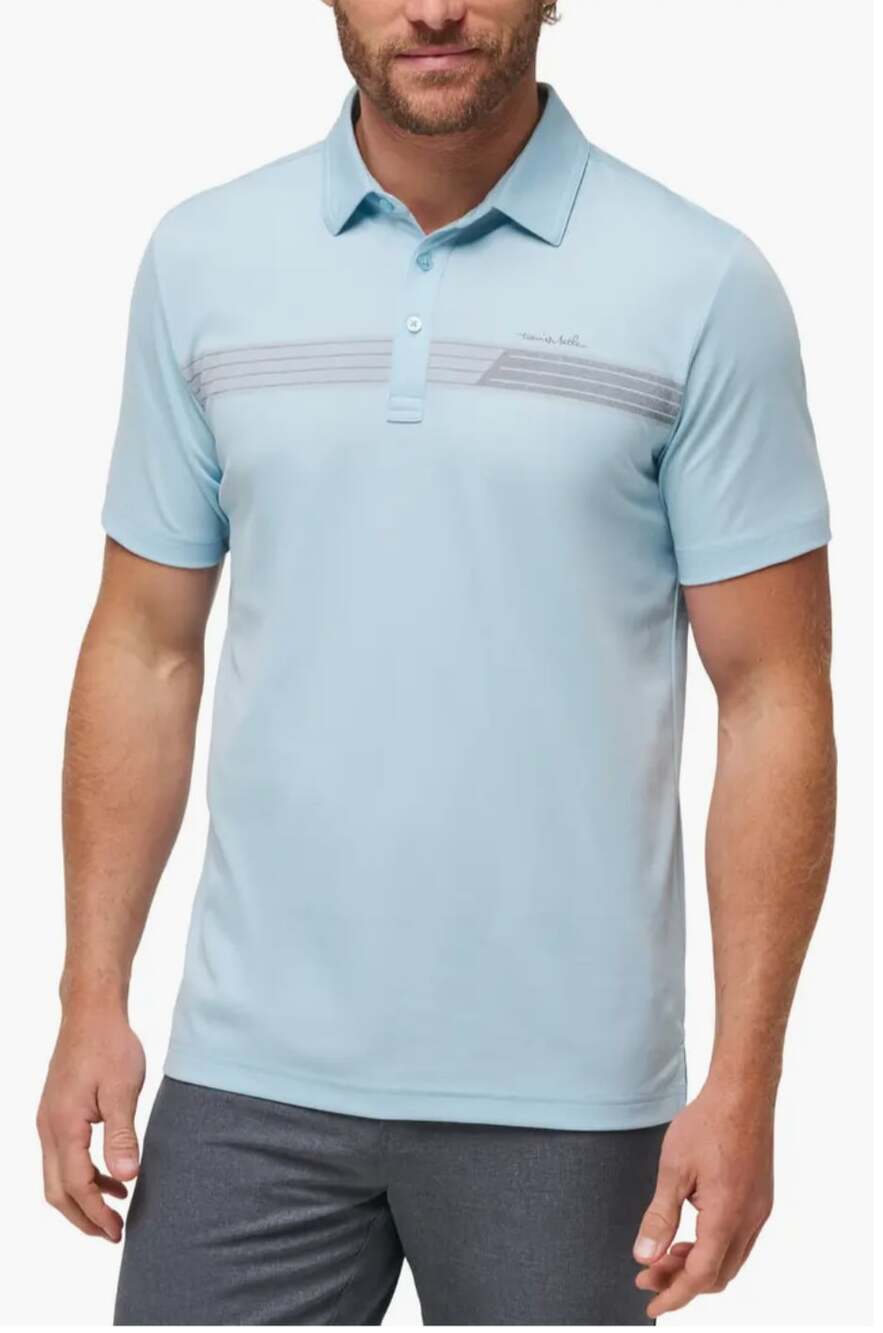 TravisMathew Men's Size L Light Blue Performance Kalama Cove Polo Shirt